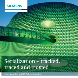 Track & Trace für Arzneimittel – das Ende der gefälschten Medikamente? Unter dem Titel 'Serialization - track, traced and trusted' bietet Siemens eine Infobroschüre zum Thema als PDF zum Download an (Screenshot www.industry.siemens.com/verticals/global/de/pharma-industries/tracking-and-tracing/Documents/track_and_trace_siemens.pdf)