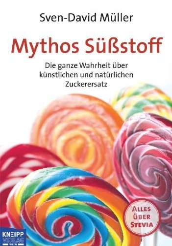 Buch: "Mythos Süßstoff: Die ganze Wahrheit über künstlichen und natürlichen Zuckerersatz. Plus: Alles über Stevia" /// Beschreibung: "Ist Süßstoff besser als sein Ruf? Seit mehr als 120 Jahren gibt es Substanzen, die süß schmecken, aber nichts mit Zucker oder Honig zu tun haben. Ende des 19. Jahrhunderts hat der Wissenschafter Konstantin Fahlberg den Süßstoff Saccharin entdeckt; inzwischen verwenden täglich mehr als eine Milliarde Menschen Süßstoff. Seit Jahrzehnten wird behauptet, dass Süßstoff gefährlich sei oder sogar dick mache. Die Zuckerlobby kämpft mit allen Mittel gegen die Süßstofflobby und neuerdings macht sich die Stevialobby besonders stark. Der Medizinjournalist, Diätassistent und Ernährungsexperte Sven-David Müller beschäftigt sich seit 20 Jahren wissenschaftlich und publizistisch mit Süßstoffen. Er klärt den Mythos Süßstoff auf und zeigt, ob Süßstoffe gefährlich sind, ob sie die heimlichen Dickmacher darstellen und ..." (Amazon)