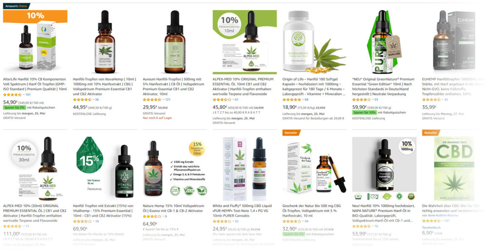 CBD-Öl / Hanföl bei Amazon