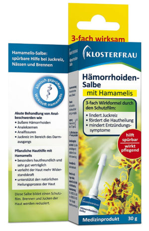 Gegen Hämorrhoiden Symptome - Salbe mit Hamamelis von Klosterfrau, bei Amazon