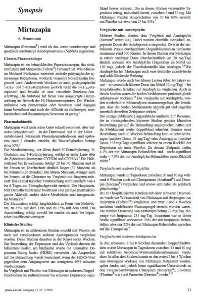 Pharma-Kritik zu Mirtazapin (https://www.infomed.ch/attachments/pk03-00.pdf) aus dem Jahr 2000